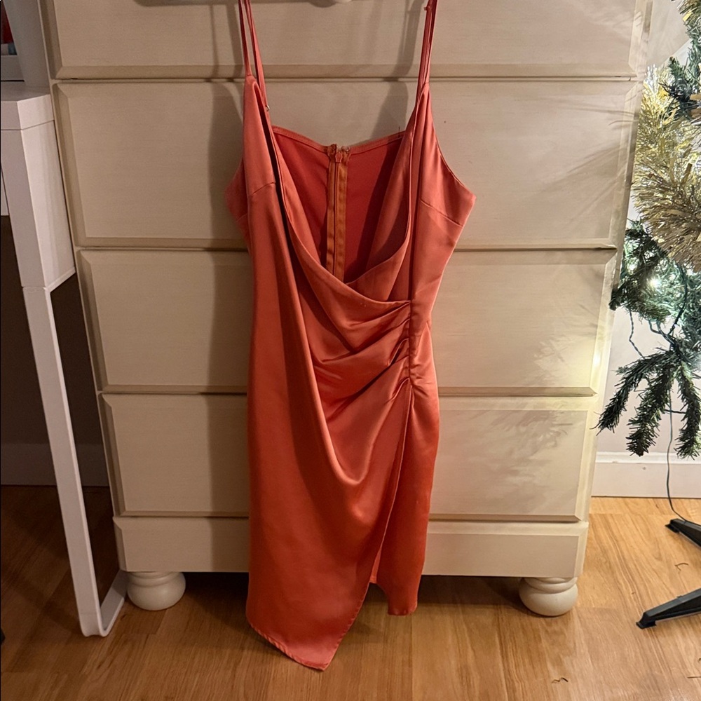 Elegant Orange Draped Dress